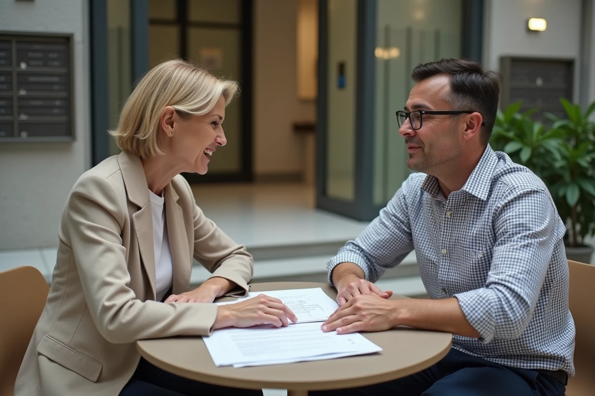 Copropriétaires discutant d'une demande de mutation ou de sur-occupation à inscrire à l'ordre du jour de l'assemblée générale