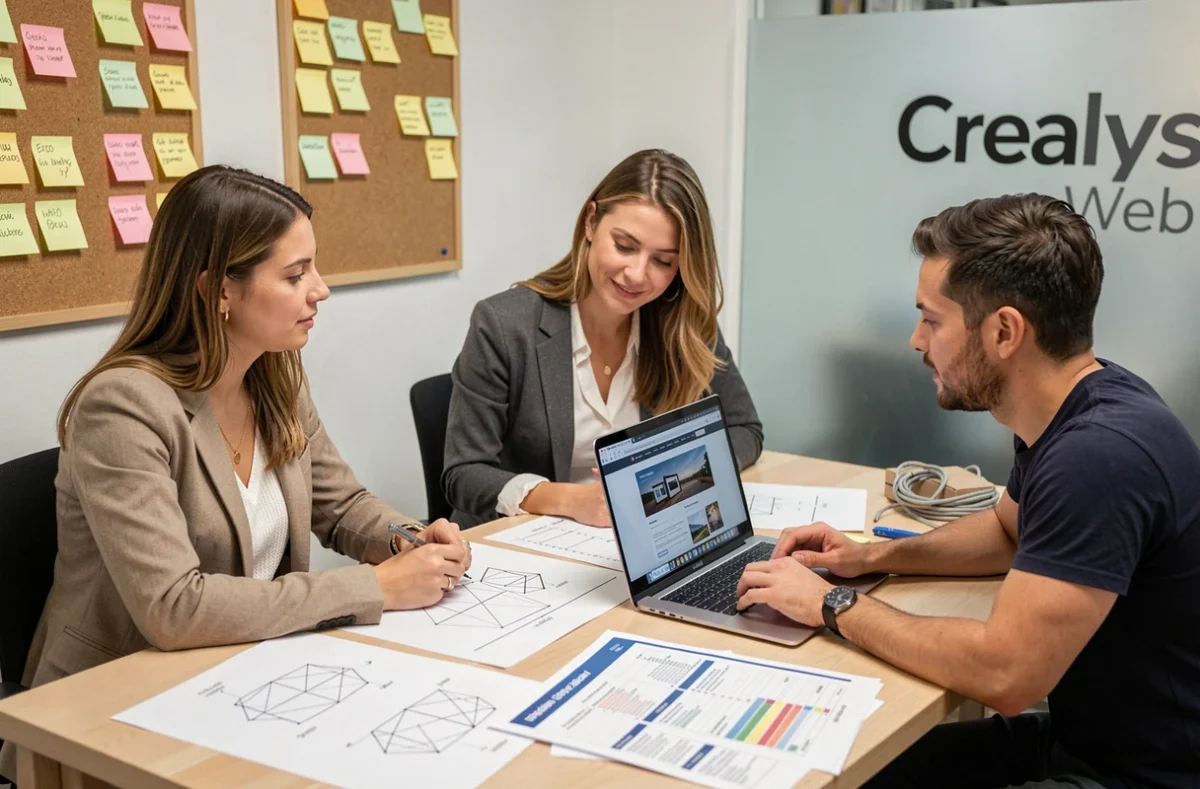 Équipe de l'agence Crealys Web collaborant sur des projets de référencement et de création de sites web