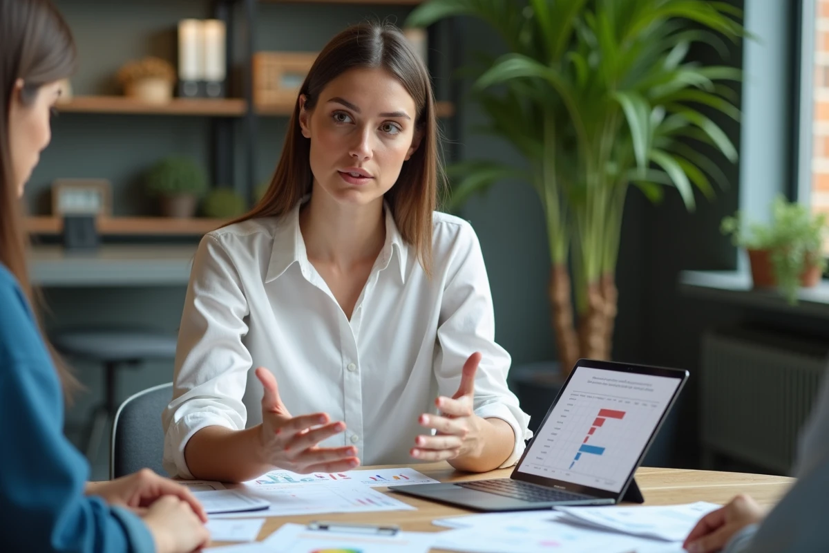 Jeune femme discutant lors d