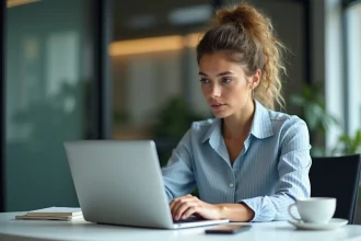 Jeune femme professionnelle analysant des données digitales