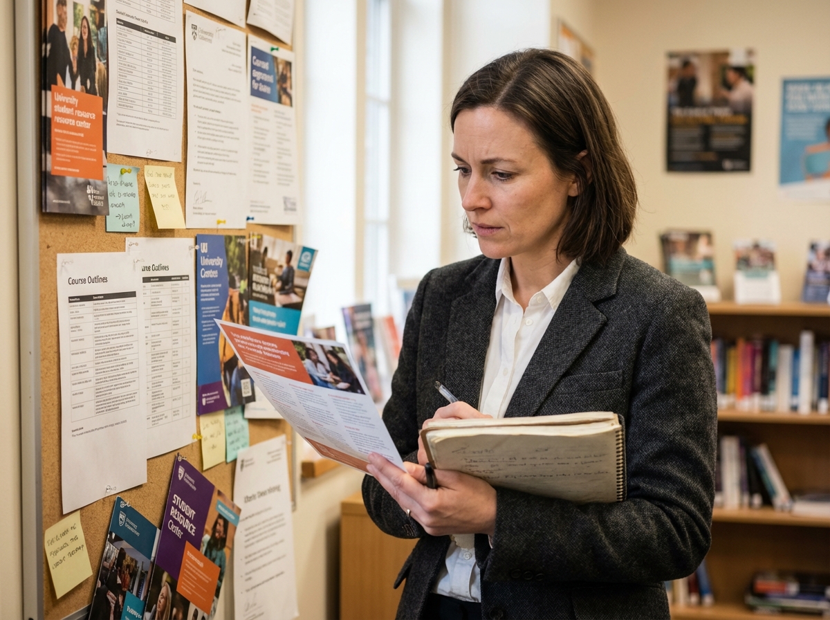 Femme en centre de ressources universitaire