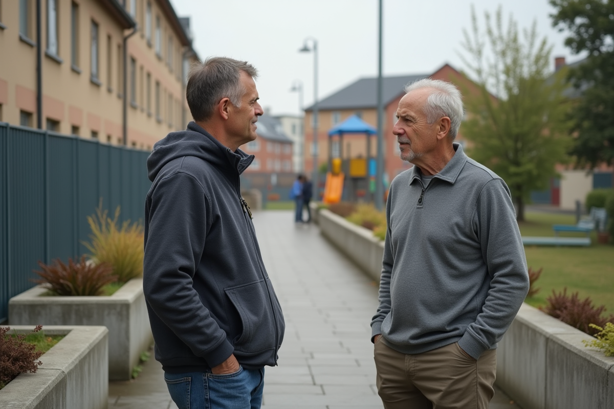 Deux hommes discutant près d