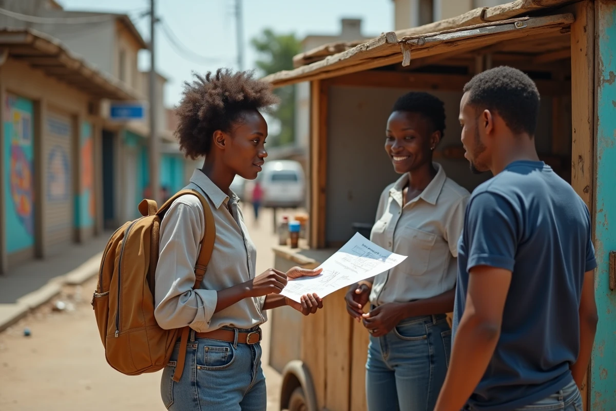 Jeune femme africaine discute d un plan d affaires
