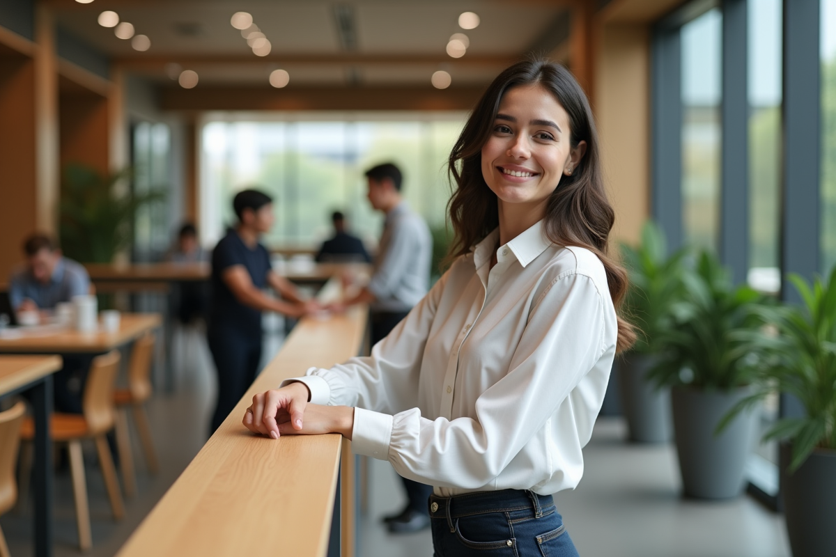 Jeune femme professionnelle dans un espace de travail ouvert