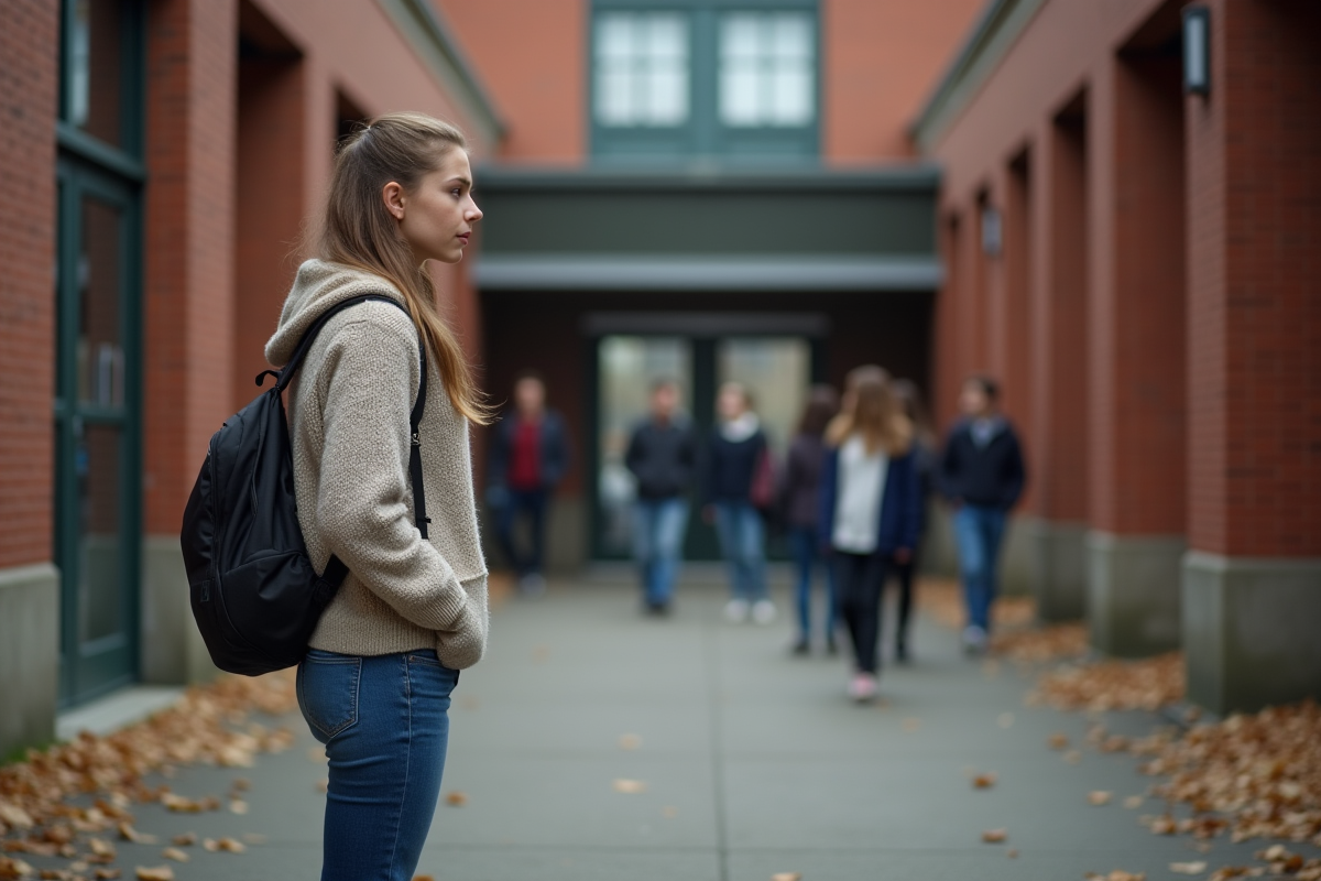 Jeune femme isolée devant l