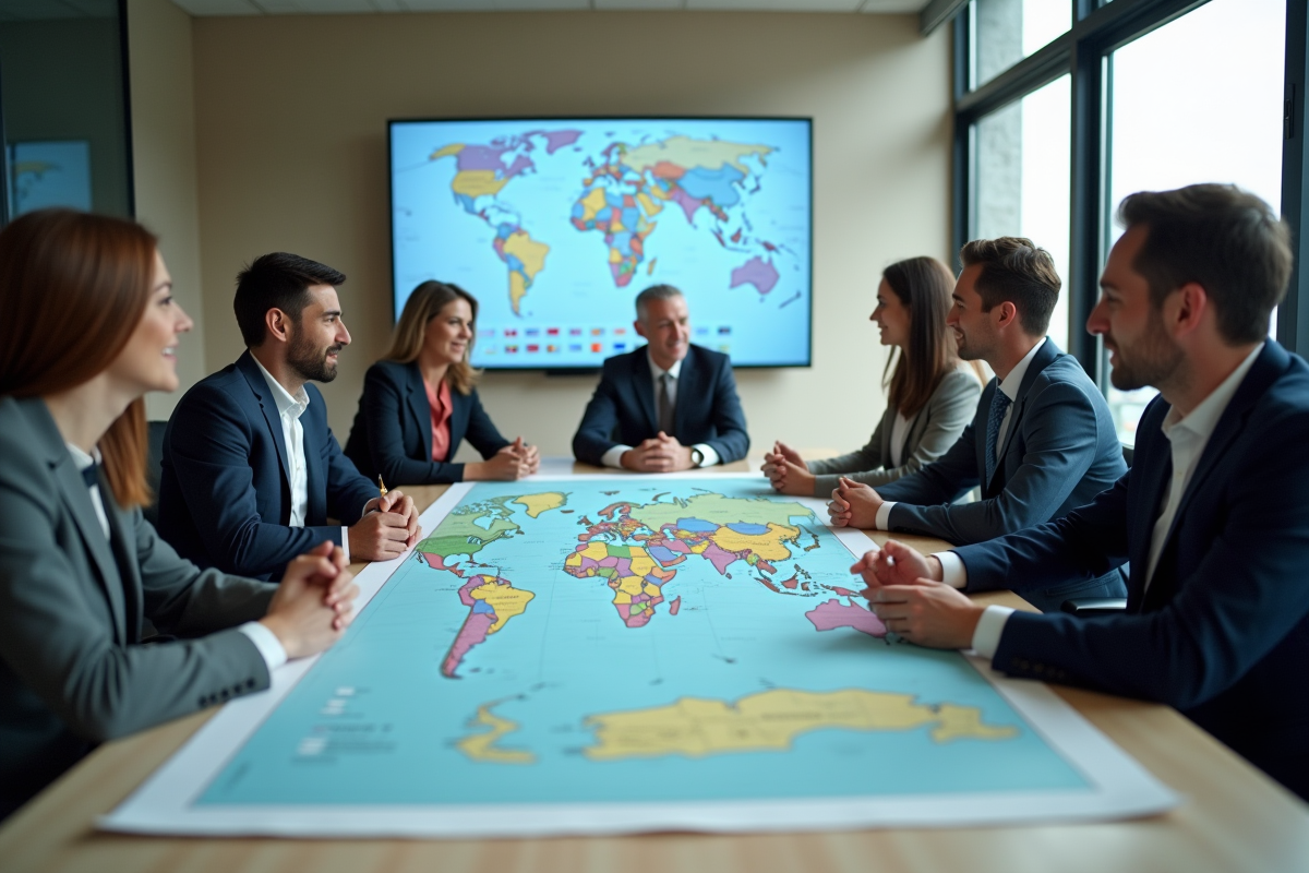 Groupe de professionnels discute autour d