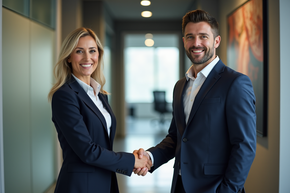 Femme RH serrant la main d